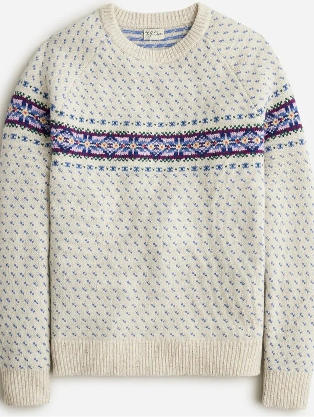 J.Crew lambswool Fair Isle bird’s eye sweater Men's medium multicolor